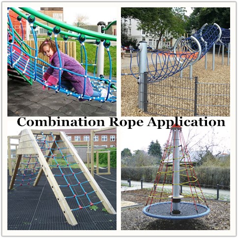 16mm 6 strand PET or PP outdoor combination playground rope for climbing net 13