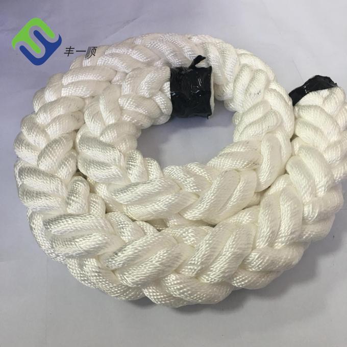 White Polyester Marine 8 Strand Mooring Rope Abrasion Resistant 3