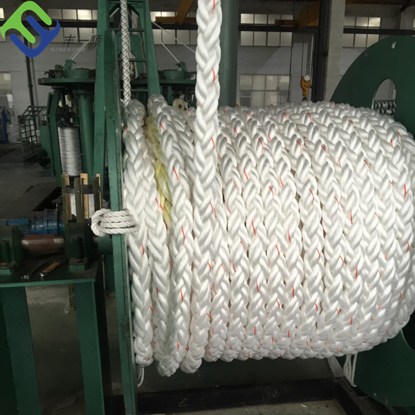 White Polyester Marine 8 Strand Mooring Rope Abrasion Resistant 4