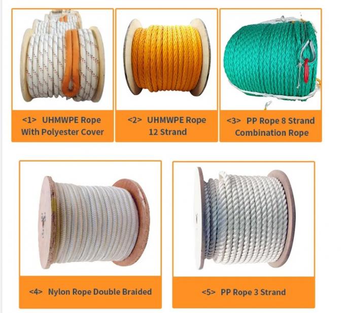 80mm 60mm Ships Mooring Rope Polyester Boat Marine Ropes 8 Strand 6