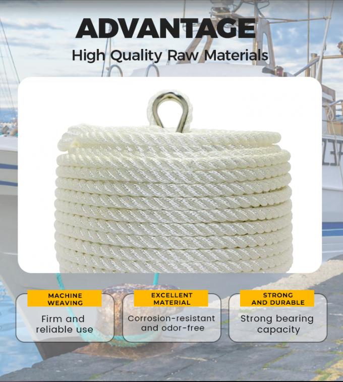 White 53mm 8 Strand Polyester Boat Hawser Laid Fibre Towing Mooring Strong Rope For Marine Use 1