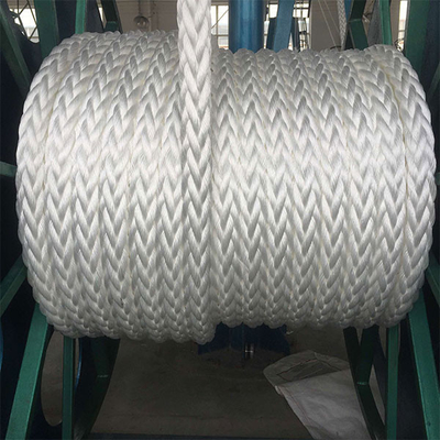 White Nylon Fiber Rope 8 Strand 50mm Nylon Rope Hawser Rope For Ship