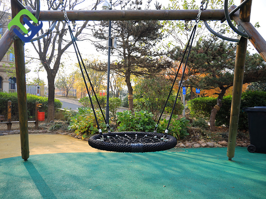 Round Kids Playground Nest Swing Seat 100cm Black With Hanging Rope
