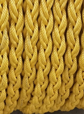 Yellow Mixed Green Color 8 Strand Square Combination Rope 26mm 48mm For Marine