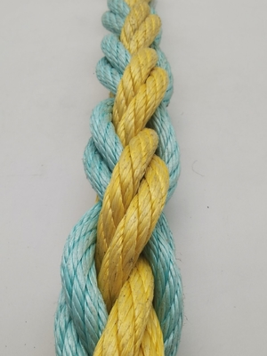 Yellow Mixed Green Color 8 Strand Square Combination Rope 26mm 48mm For Marine