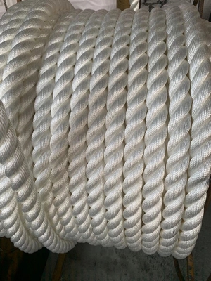 White Color 3 Strand Nylon Rope Twist Nylon Marine Rope 32mm Diameter