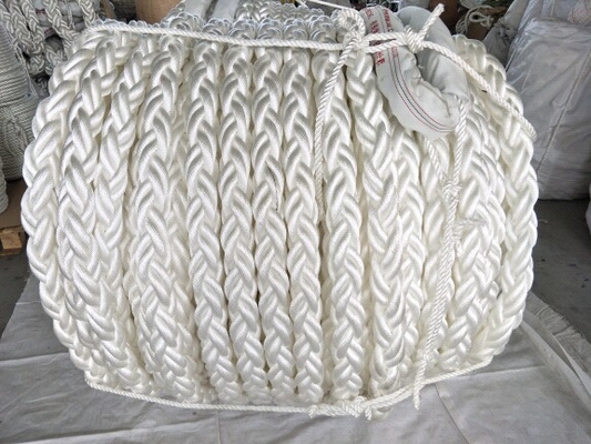 48mm White 8 Strand Polyester Rope For Marine Boat And Ships