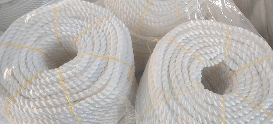 3 Strand Twisted Nylon Rope White Color Soft Rope For Marine Using