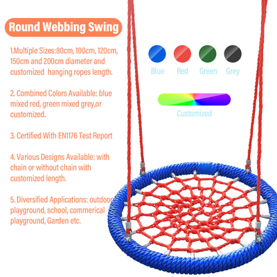 Grey Green Mixed Color 100cm dia 12cm ring Playground Net Swing With High Loading Capacity