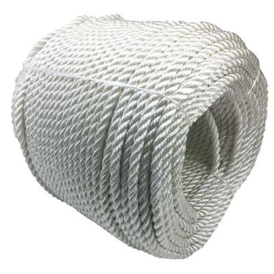 36mm 220m Each Roll 3 Strand Twist Nylon Marine Ropes White Color With Factory Test Report