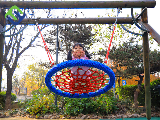 Round Kids Playground Nest Swing Seat 100cm Black With Hanging Rope
