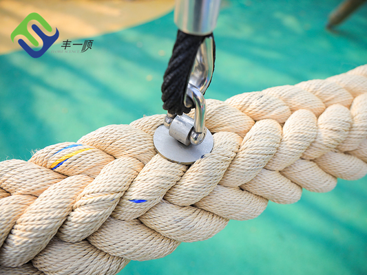 120mm Dia Net Playground Rope Bridge Natural Color 12 Strands Braided Polyester