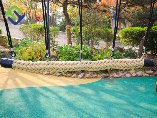 120mm Dia Net Playground Rope Bridge Natural Color 12 Strands Braided Polyester