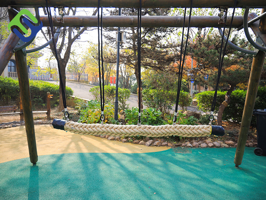 120mm Dia Net Playground Rope Bridge Natural Color 12 Strands Braided Polyester